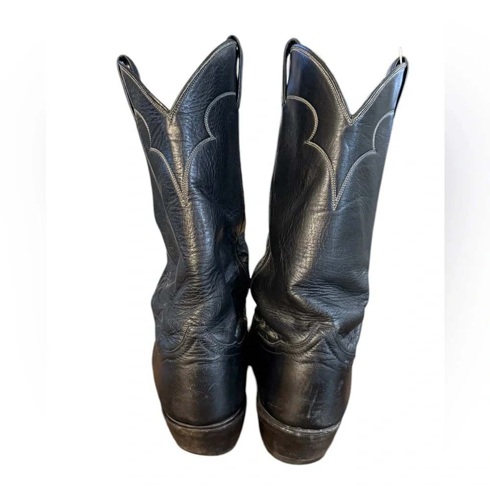 Tony Lama Black Bullhide Leather Men's Boots Size 10 D